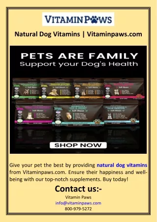 Natural Dog Vitamins  Vitaminpaws.com