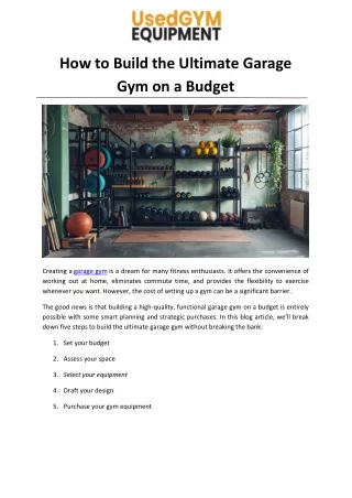 How to Build the Ultimate Garage Gym on a Budget