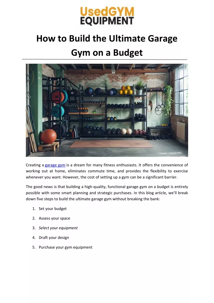 how to build the ultimate garage gym on a budget