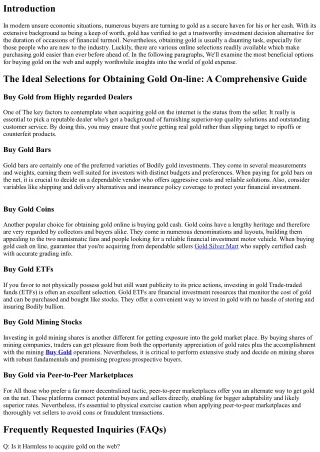 The ideal Options for Shopping for Gold On the web