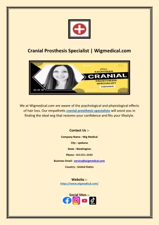Cranial Prosthesis Specialist | Wigmedical.com