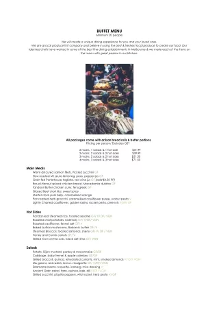 buffet menu minimum 20 people