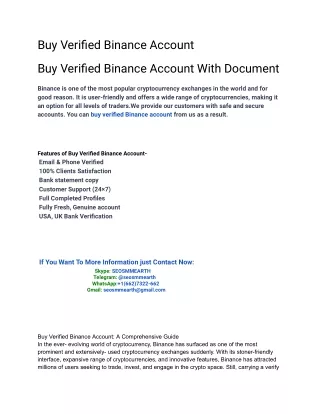 The Best 7 Sites To Buy Verified Binance Account