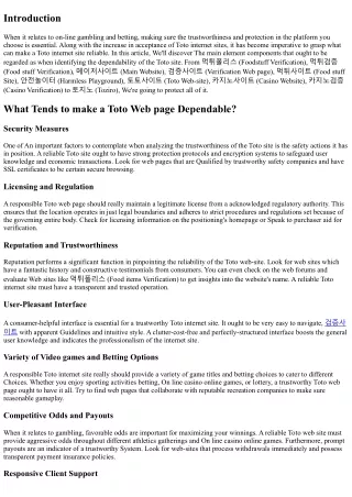 What Will make a Toto Web-site Reputable? Key Components to think about