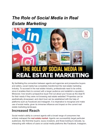 The Role of Social Media in Real Estate Marketing