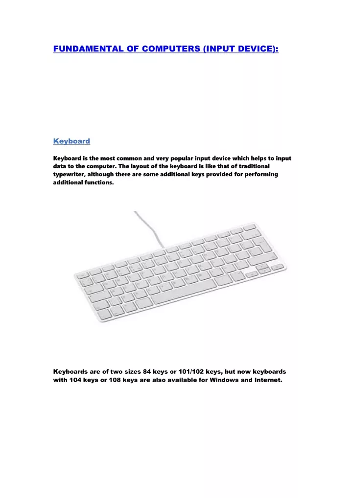 fundamental of computers input device