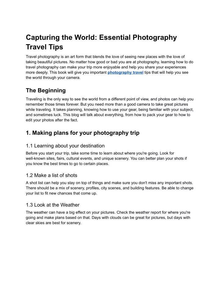 capturing the world essential photography travel