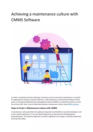 Achieving a maintenance culture with CMMS Software
