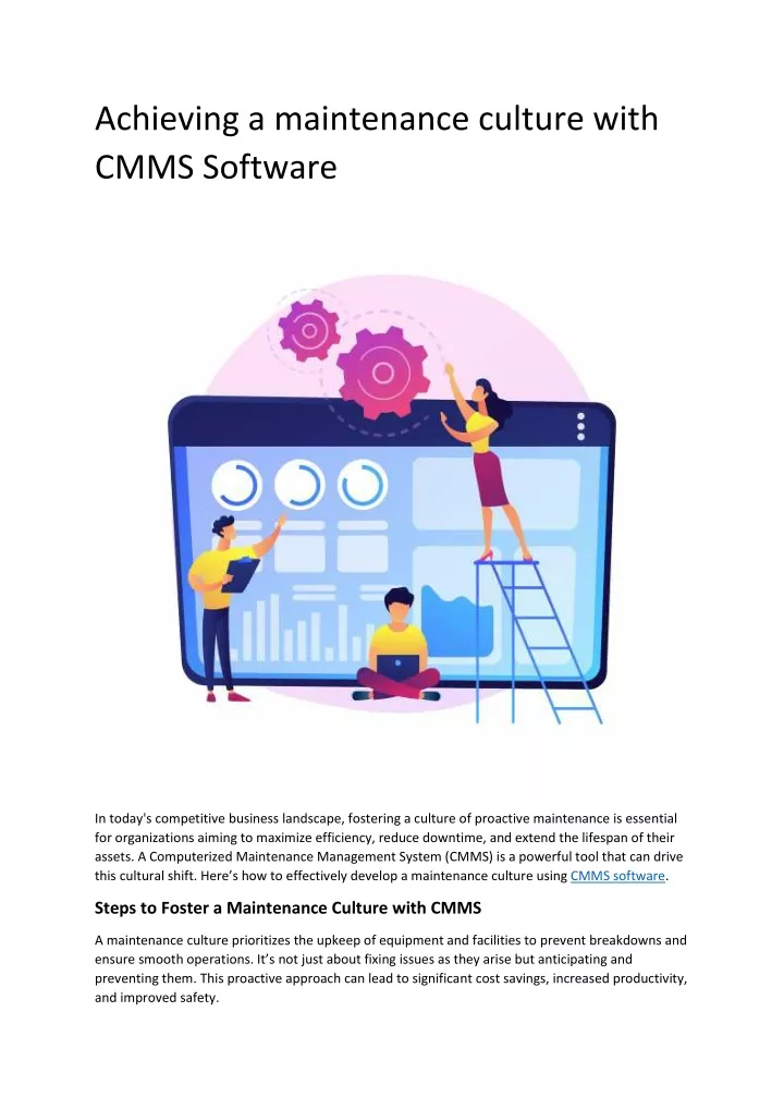 achieving a maintenance culture with cmms software