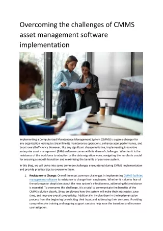 overcoming the challenges of cmms asset