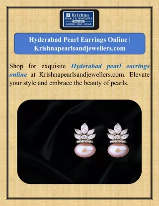 Hyderabad Pearl Earrings Online  Krishnapearlsandjewellers.com