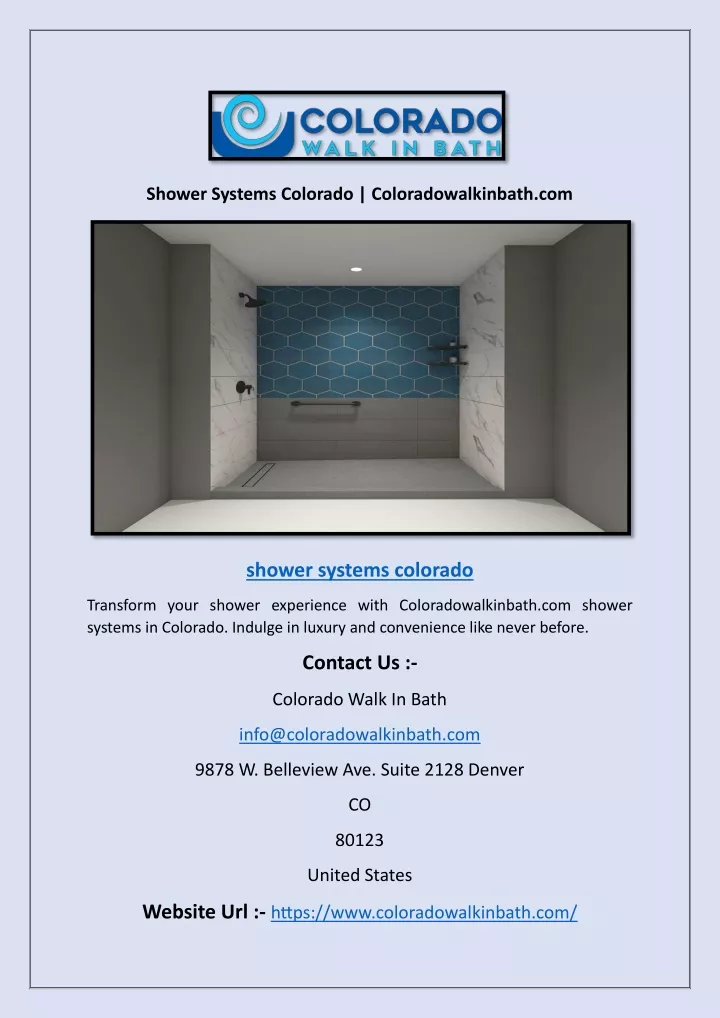 PPT - Shower Systems Colorado | Coloradowalkinbath.com PowerPoint ...