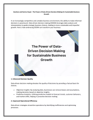 Zeeshan and Karina Hayat - The Power of Data-Driven Decision Making for Sustainable Business Growth