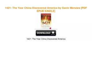 1421: The Year China Discovered America by Gavin Menzies [PDF EPUB KINDLE]