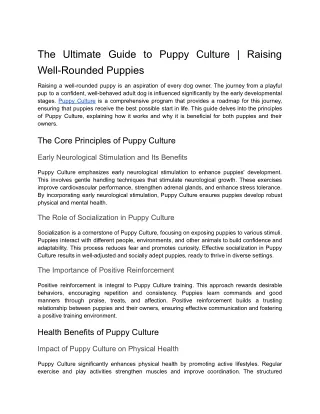 Puppy Culture