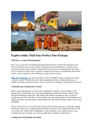 Experience India Like Never Before with Tailormadejourney's Tailored Tour Packag