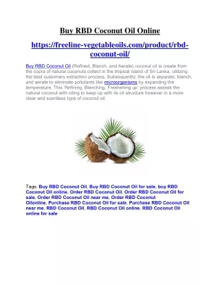 Buy RBD Coconut Oil Online