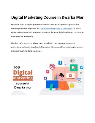 Digital Marketing Course in Dwarka mor