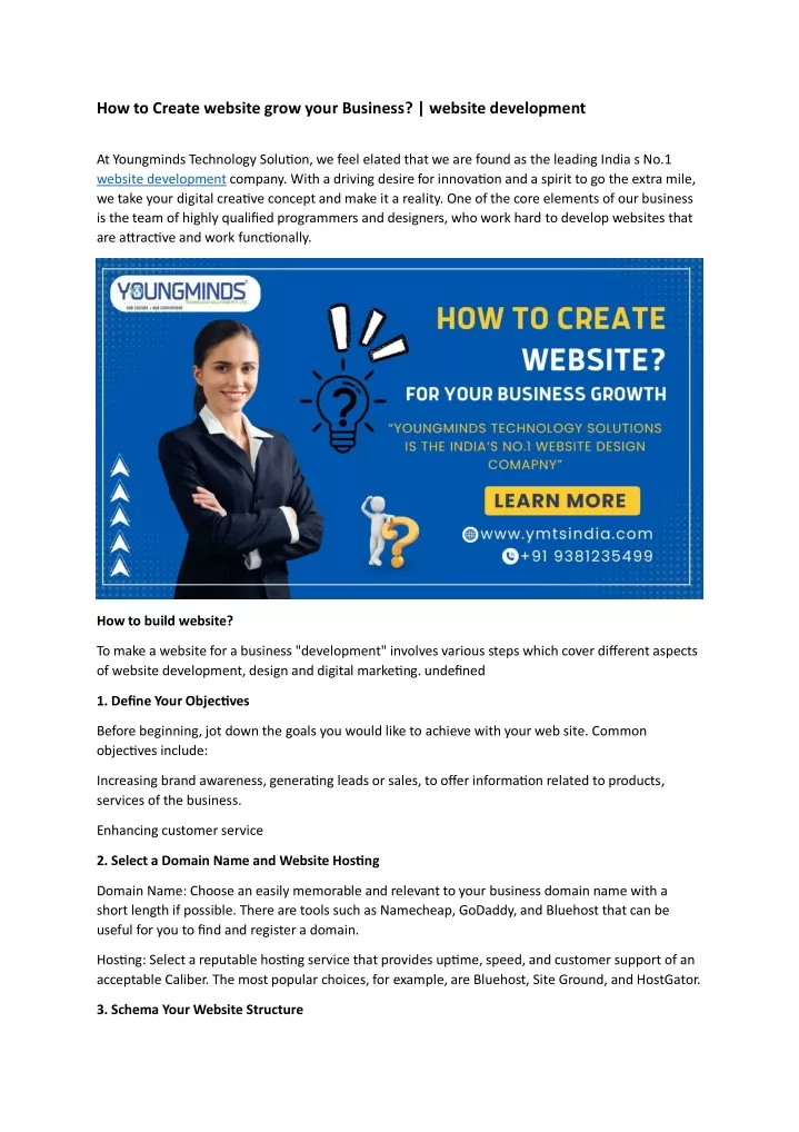 how to create website grow your business website