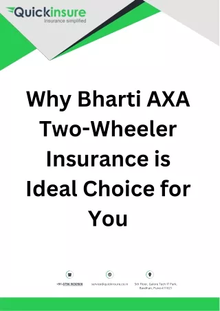 Why Bharti AXA Two-Wheeler Insurance is Ideal Choice for You Pdf