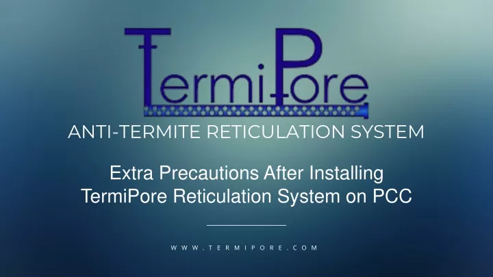 anti termite reticulation system