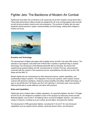 Fighter Jets_ The Backbone of Modern Air Combat