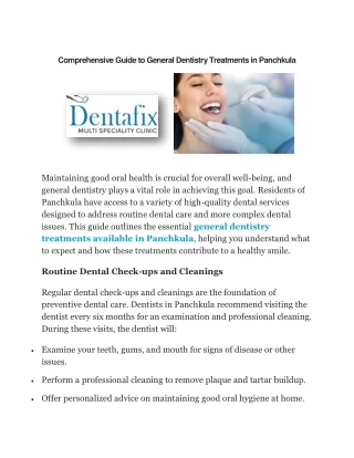 Best General Dentistry Treatments in Panchkula