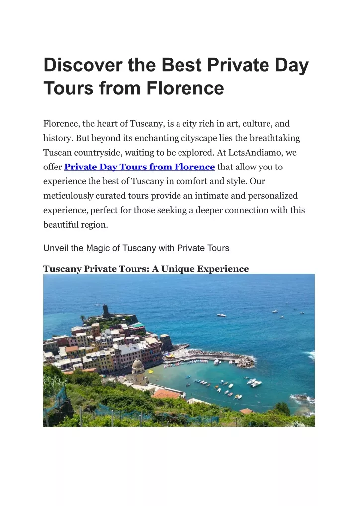 discover the best private day tours from florence