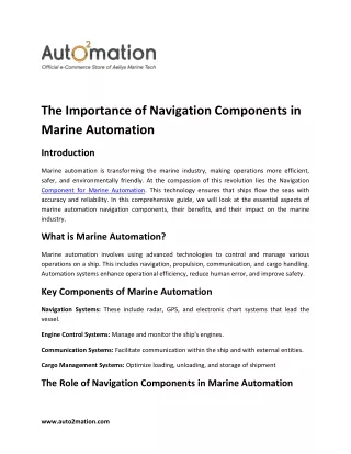 The Importance of Navigation Components in Marine Automation