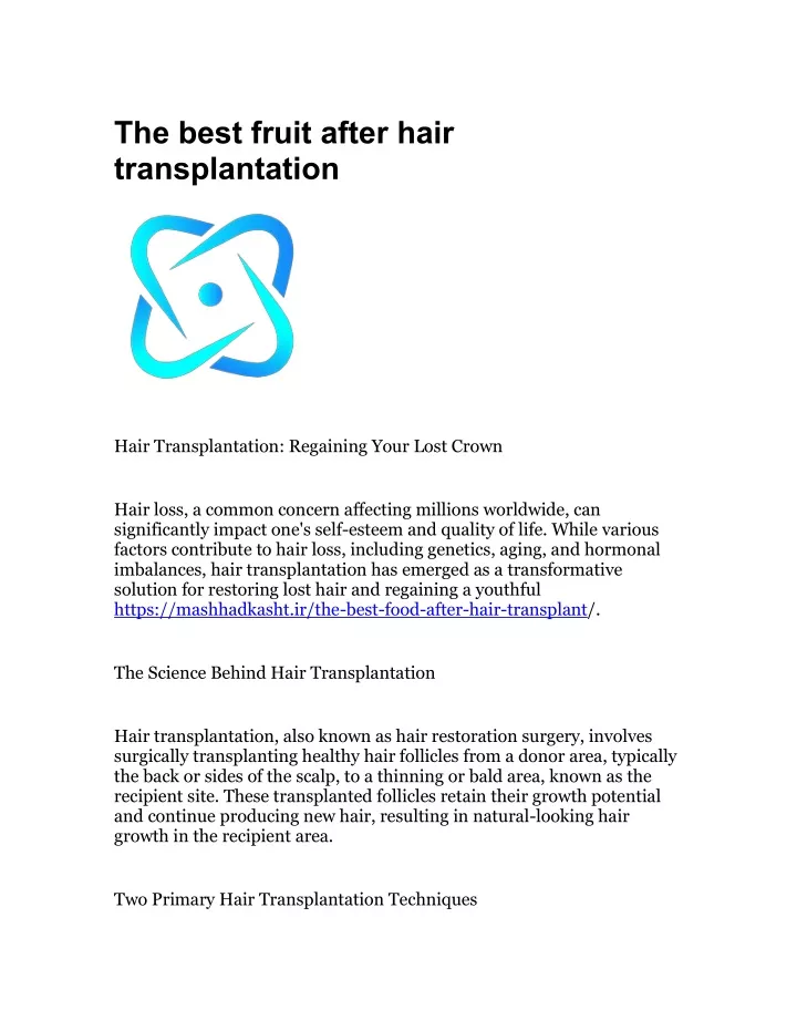 the best fruit after hair transplantation