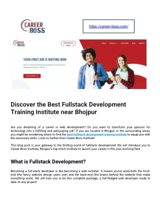 Discover the Best Fullstack Development Training Institute near Bhojpur