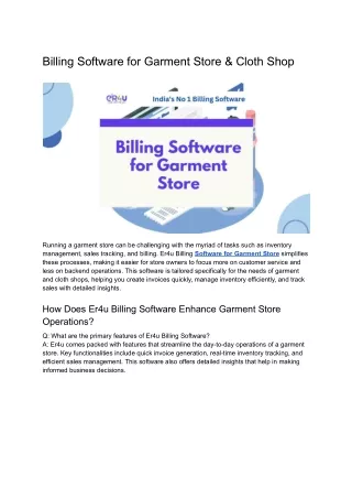 Billing Software for Garment Store & Cloth Shop