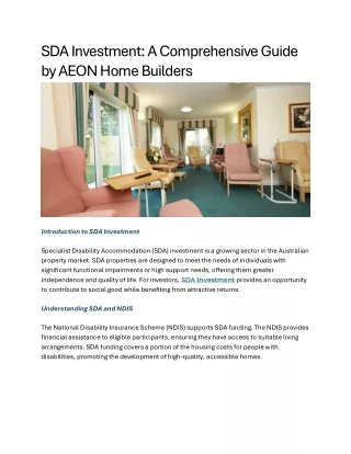 SDA Investment A Comprehensive Guide by AEON Home Builders