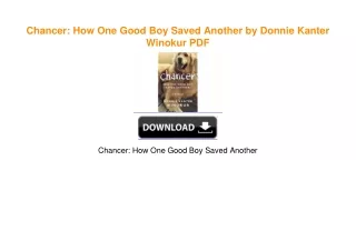 Chancer: How One Good Boy Saved Another by Donnie Kanter Winokur EBook