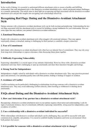 Recognizing Red Flags: Dating and the Dismissive-Avoidant Attachment Style