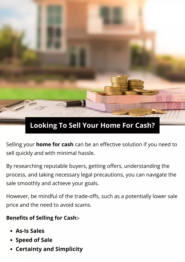 looking to sell your home for cash