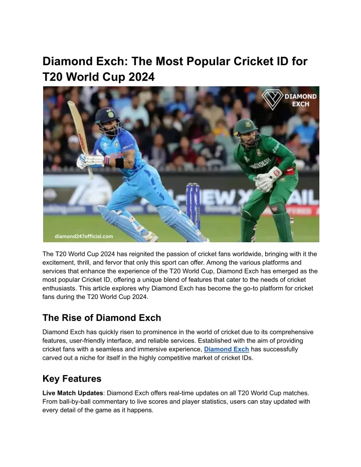 diamond exch the most popular cricket