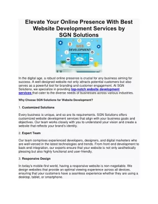Best Website Development Services by SGN Solutions
