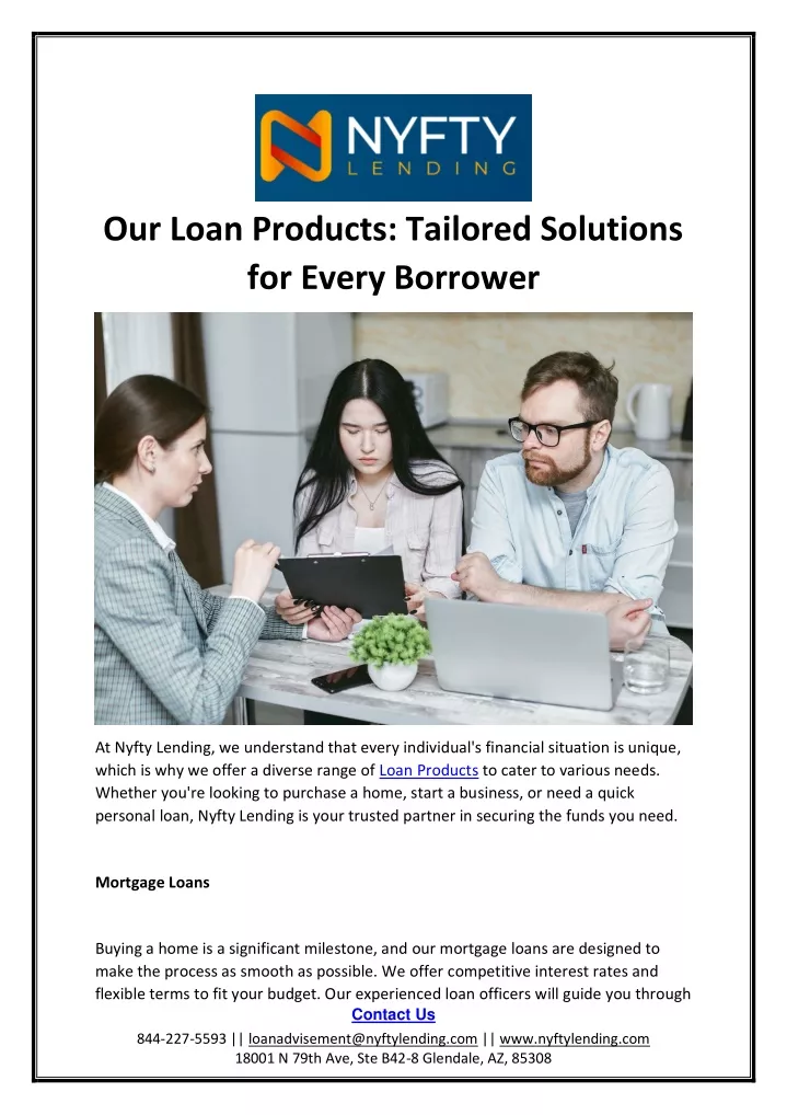 our loan products tailored solutions for every