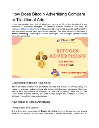 How Does Bitcoin Advertising Compare to Traditional Ads
