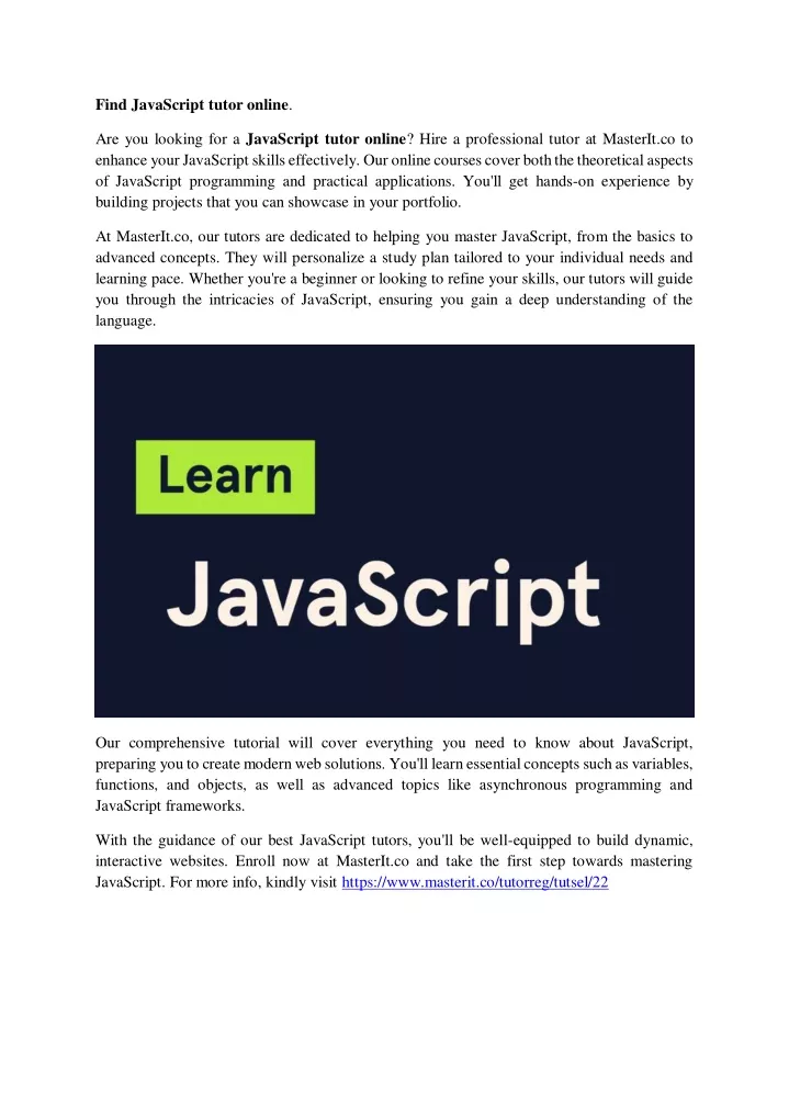 find javascript tutor online