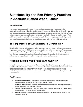 Sustainability and Eco-Friendly Practices in Acoustic Slotted Wood Panels