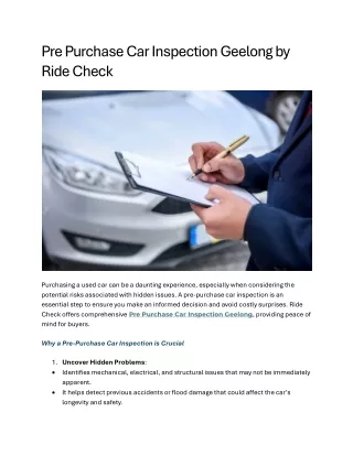 Pre Purchase Car Inspection Geelong by Ride Check