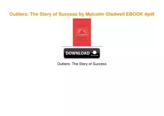 Outliers: The Story of Success by Malcolm Gladwell PDF