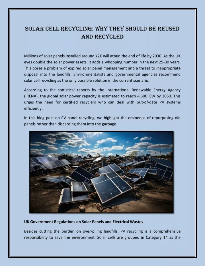 solar cell recycling why they should be reused