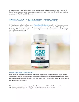 Is Plant Medix CBD Gummies Really Works?
