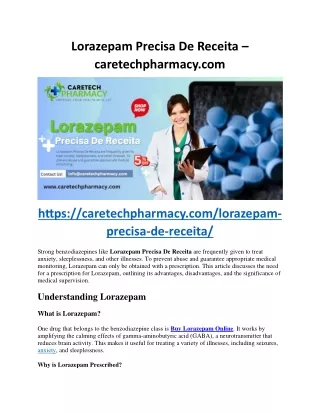 Lorazepam Precisa de Receita - caretechpharmacy.com