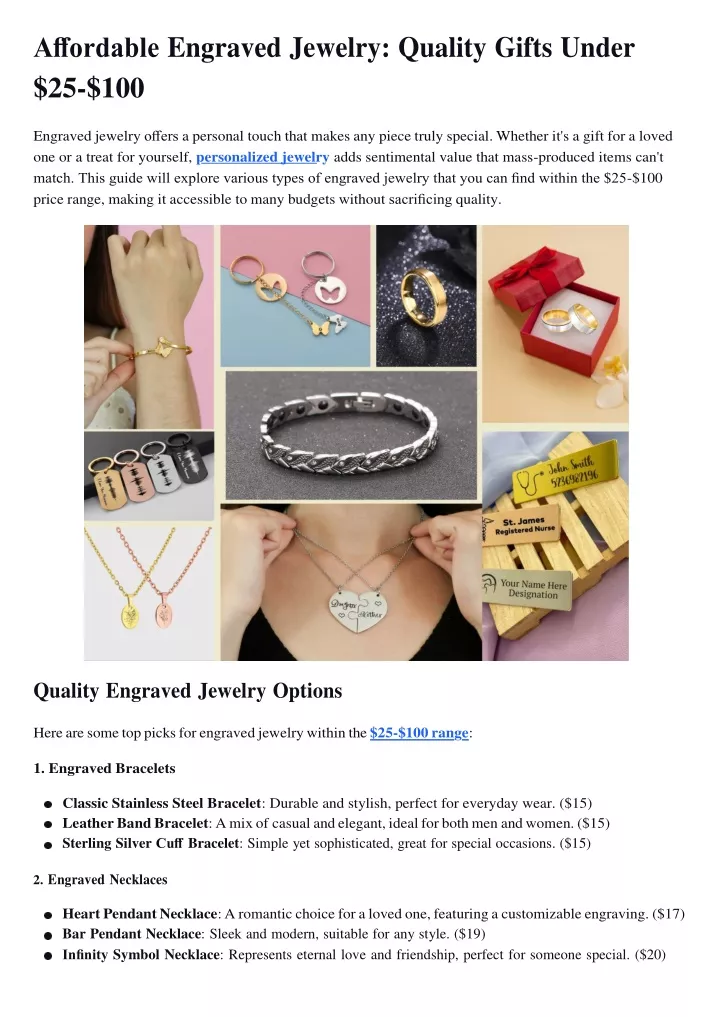 affordable engraved jewelry quality gifts under