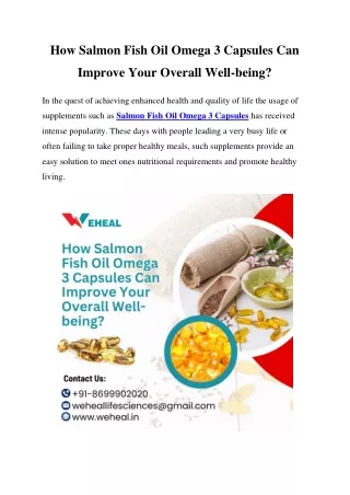 How Salmon Fish Oil Omega 3 Capsules Can Improve Your Overall Well-being?