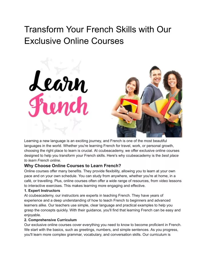 transform your french skills with our exclusive